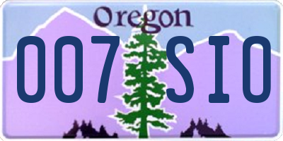 OR license plate 007SIO