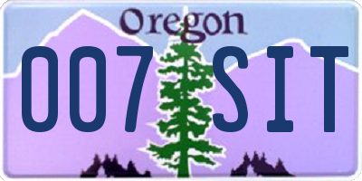 OR license plate 007SIT