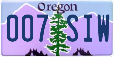 OR license plate 007SIW