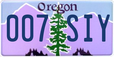 OR license plate 007SIY