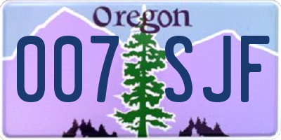 OR license plate 007SJF