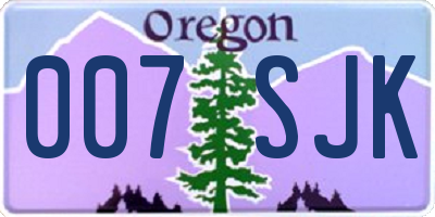 OR license plate 007SJK
