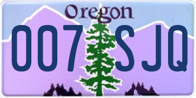 OR license plate 007SJQ