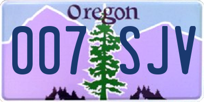 OR license plate 007SJV