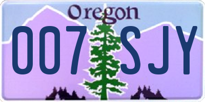OR license plate 007SJY