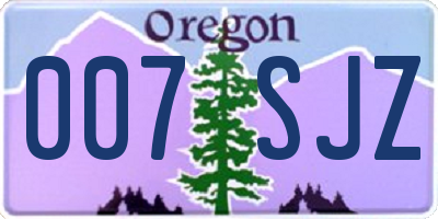 OR license plate 007SJZ