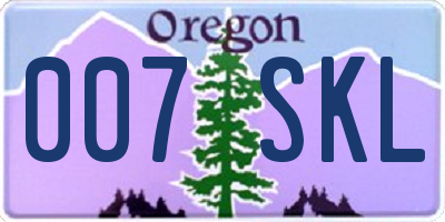 OR license plate 007SKL