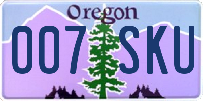 OR license plate 007SKU