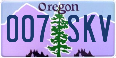 OR license plate 007SKV
