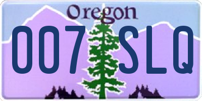 OR license plate 007SLQ