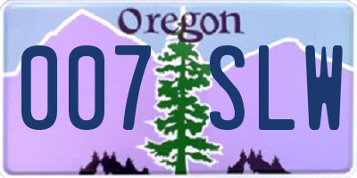 OR license plate 007SLW