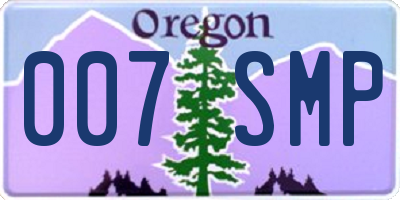 OR license plate 007SMP
