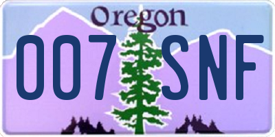 OR license plate 007SNF