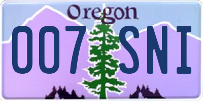 OR license plate 007SNI