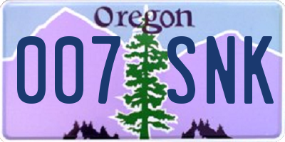 OR license plate 007SNK