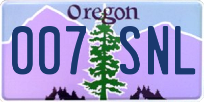 OR license plate 007SNL