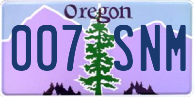 OR license plate 007SNM