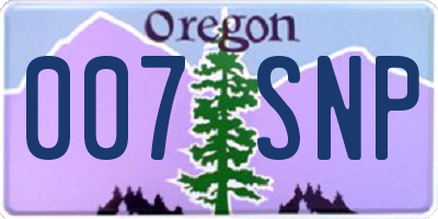 OR license plate 007SNP