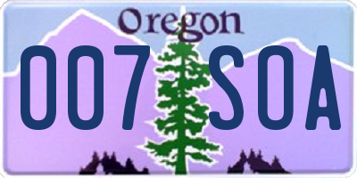 OR license plate 007SOA