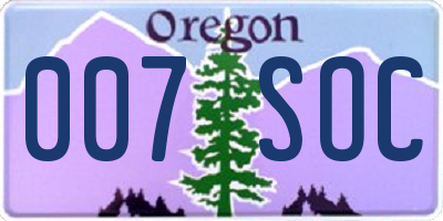 OR license plate 007SOC