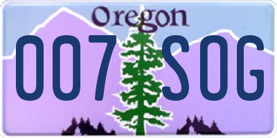 OR license plate 007SOG