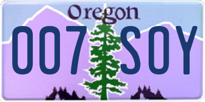 OR license plate 007SOY