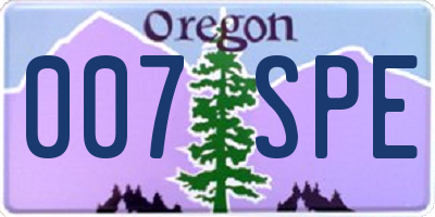 OR license plate 007SPE
