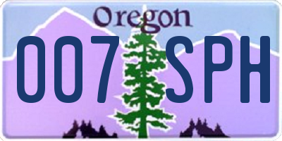 OR license plate 007SPH