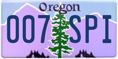 OR license plate 007SPI