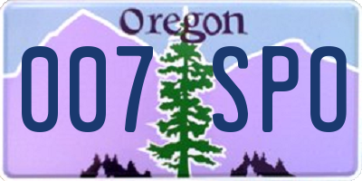 OR license plate 007SPO