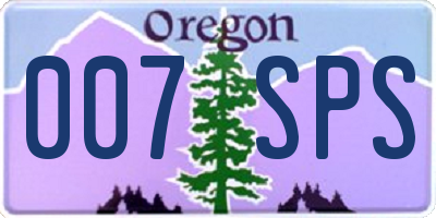 OR license plate 007SPS