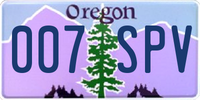 OR license plate 007SPV