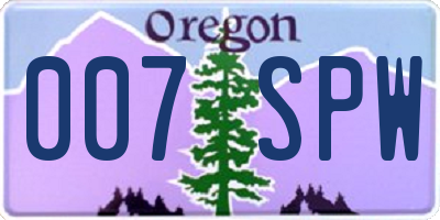 OR license plate 007SPW