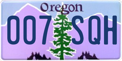 OR license plate 007SQH