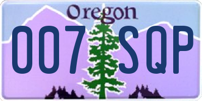 OR license plate 007SQP