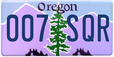 OR license plate 007SQR
