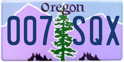 OR license plate 007SQX