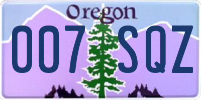 OR license plate 007SQZ