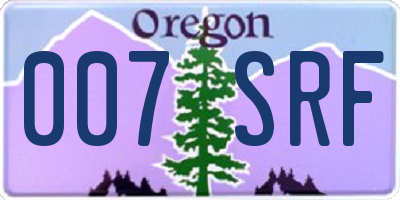 OR license plate 007SRF
