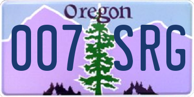 OR license plate 007SRG