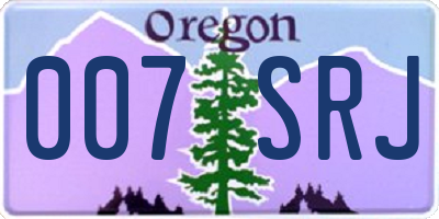 OR license plate 007SRJ