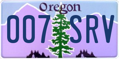 OR license plate 007SRV