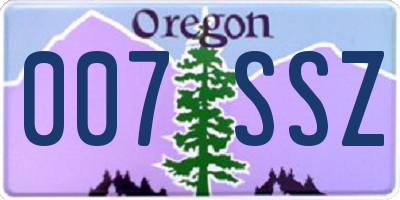 OR license plate 007SSZ
