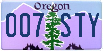 OR license plate 007STY