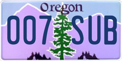 OR license plate 007SUB