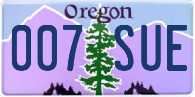 OR license plate 007SUE