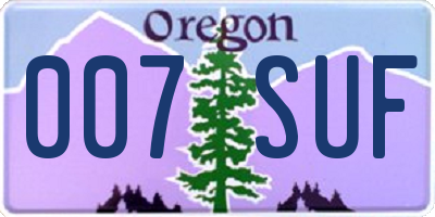 OR license plate 007SUF
