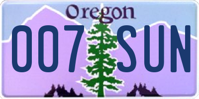 OR license plate 007SUN