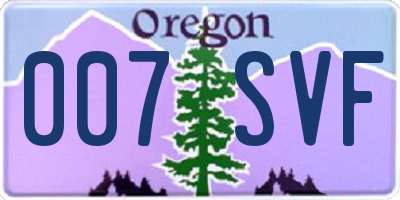 OR license plate 007SVF