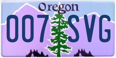 OR license plate 007SVG